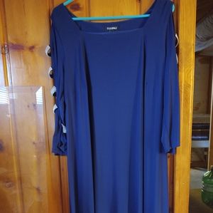 Blue dress with Rhinestone cutout sleeves